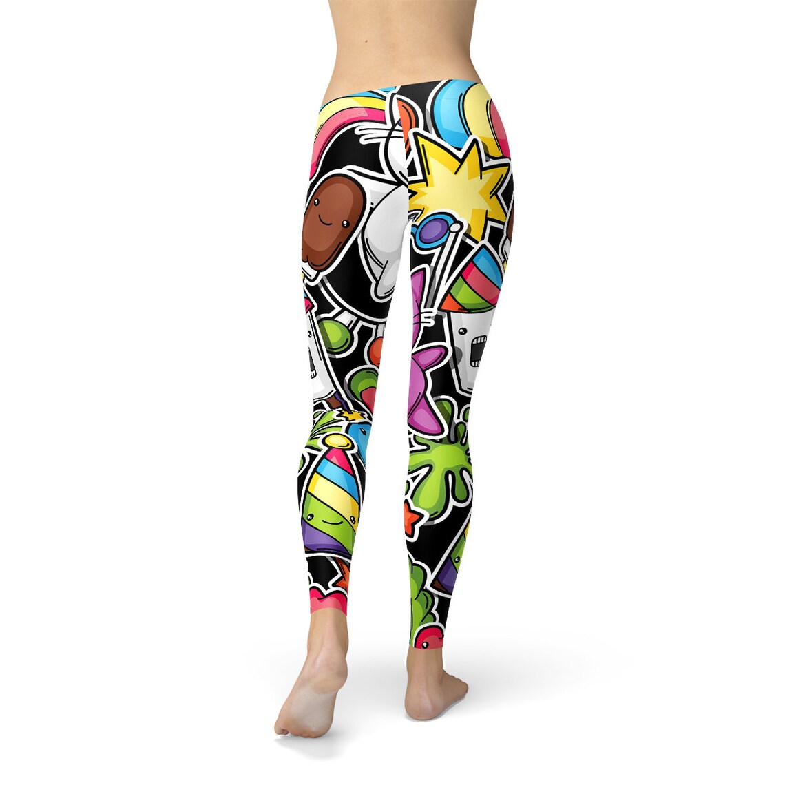 Kawaii Leggings for Women Black Leggings W/ All Over Print Etsy UK