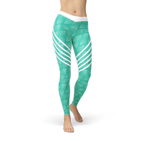 Turquoise Leggings Womens Running Leggings Non See Through Workout