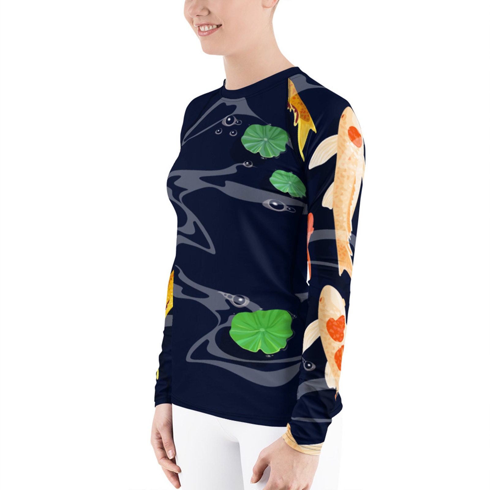 Womens Koi Fish Long Sleeve Rash Guard All Over Print School Etsy