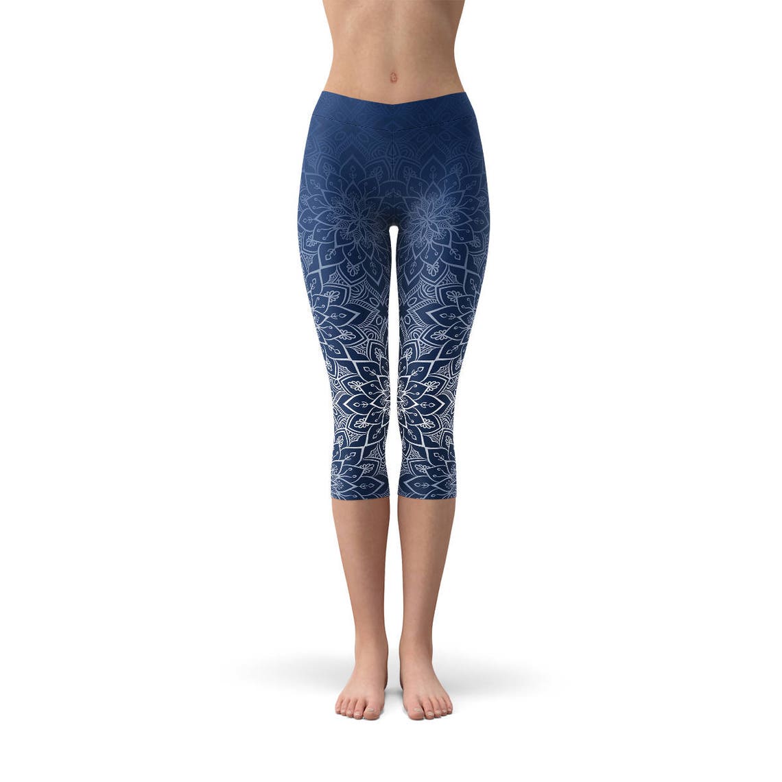 Lotus Mandala Capris for Women Mid-waist Yoga Capri Leggings - Etsy