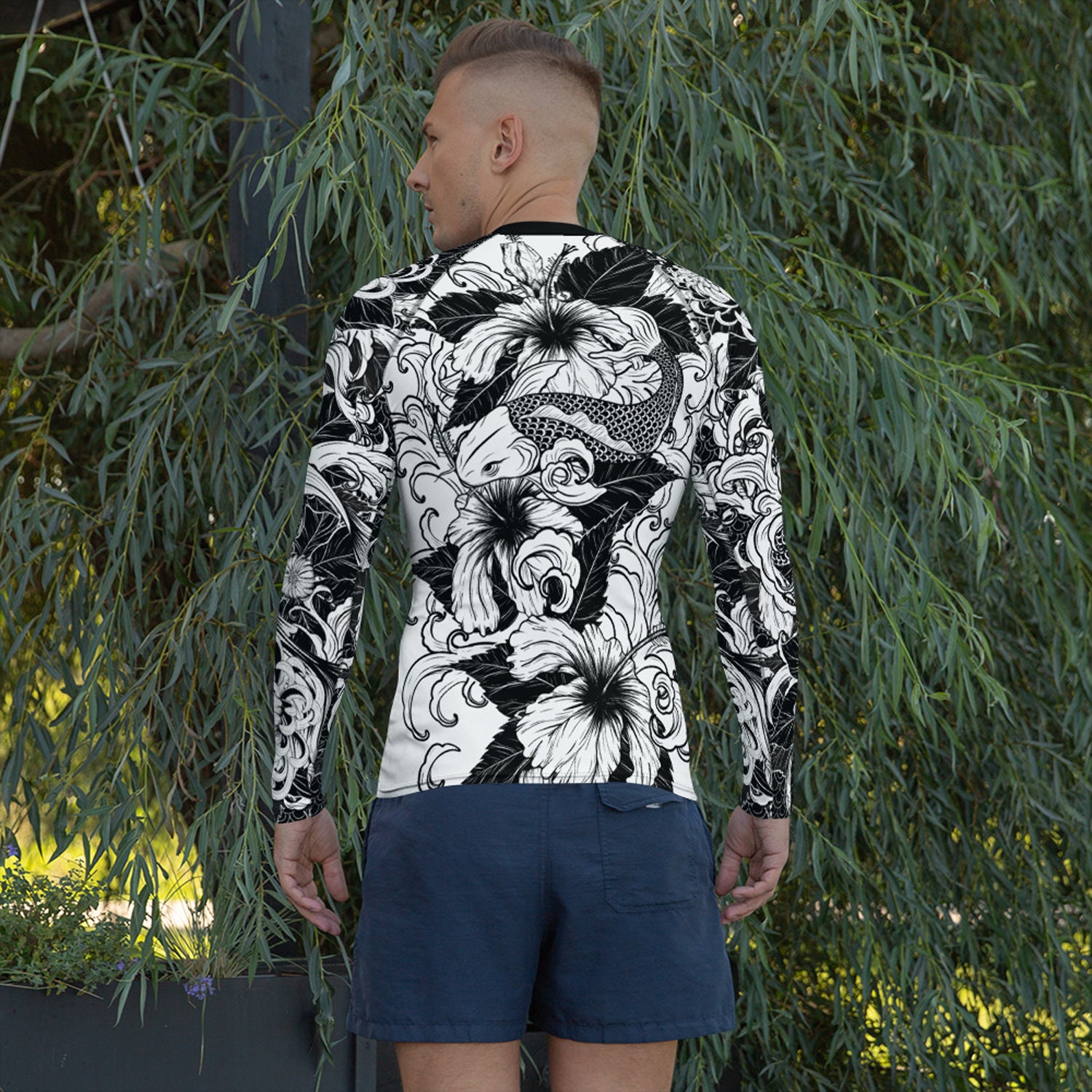 Koi Fish Rash Guard pour Homme Manches Longues MMA / BJJ Rash Guards  Tatouage Japonais / Illustration Print Protection Solaire UPF Swim Shirt -   France