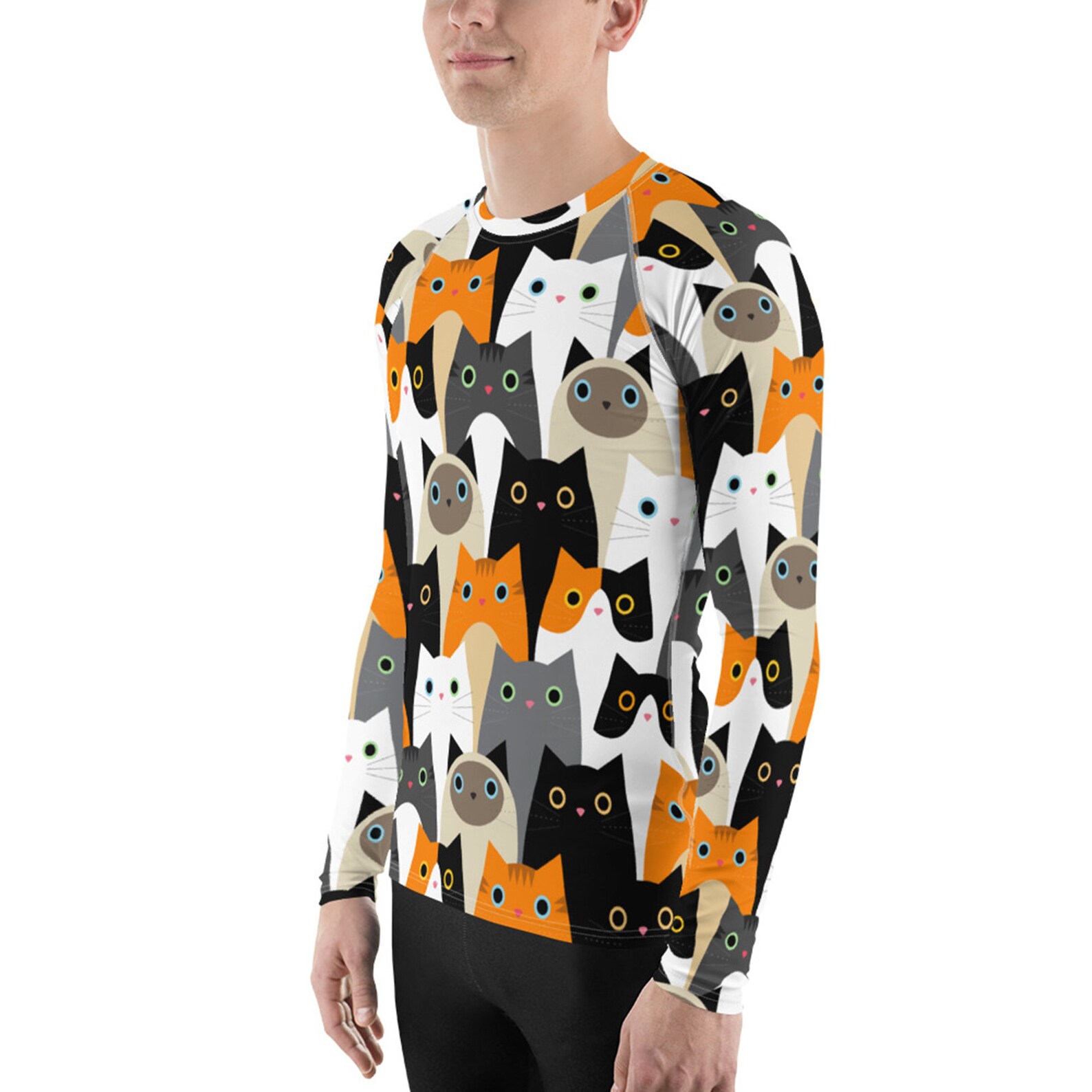 Cat Rash Guard for Men Long Sleeve Mens Rashguard With Cats - Etsy