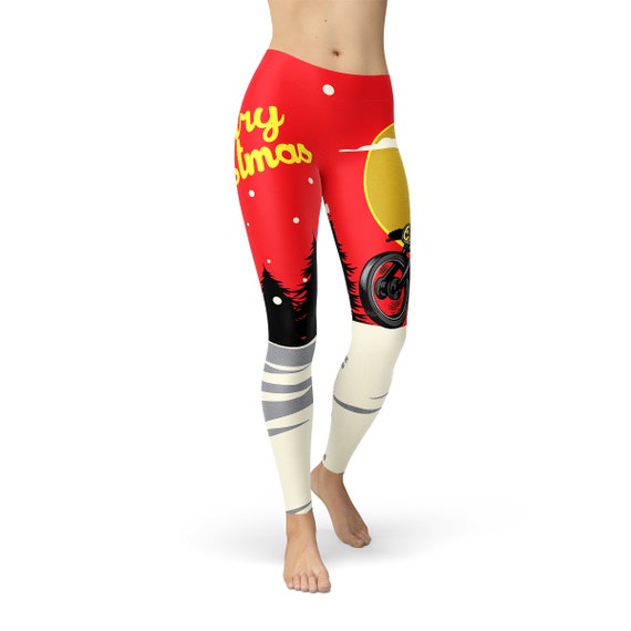 Bikie Santa Leggings Womens Christmas Leggings, Christmas Printed Leggings,  Festive Leggings, Christmas Running Tights, Christmas Tights -   Singapore