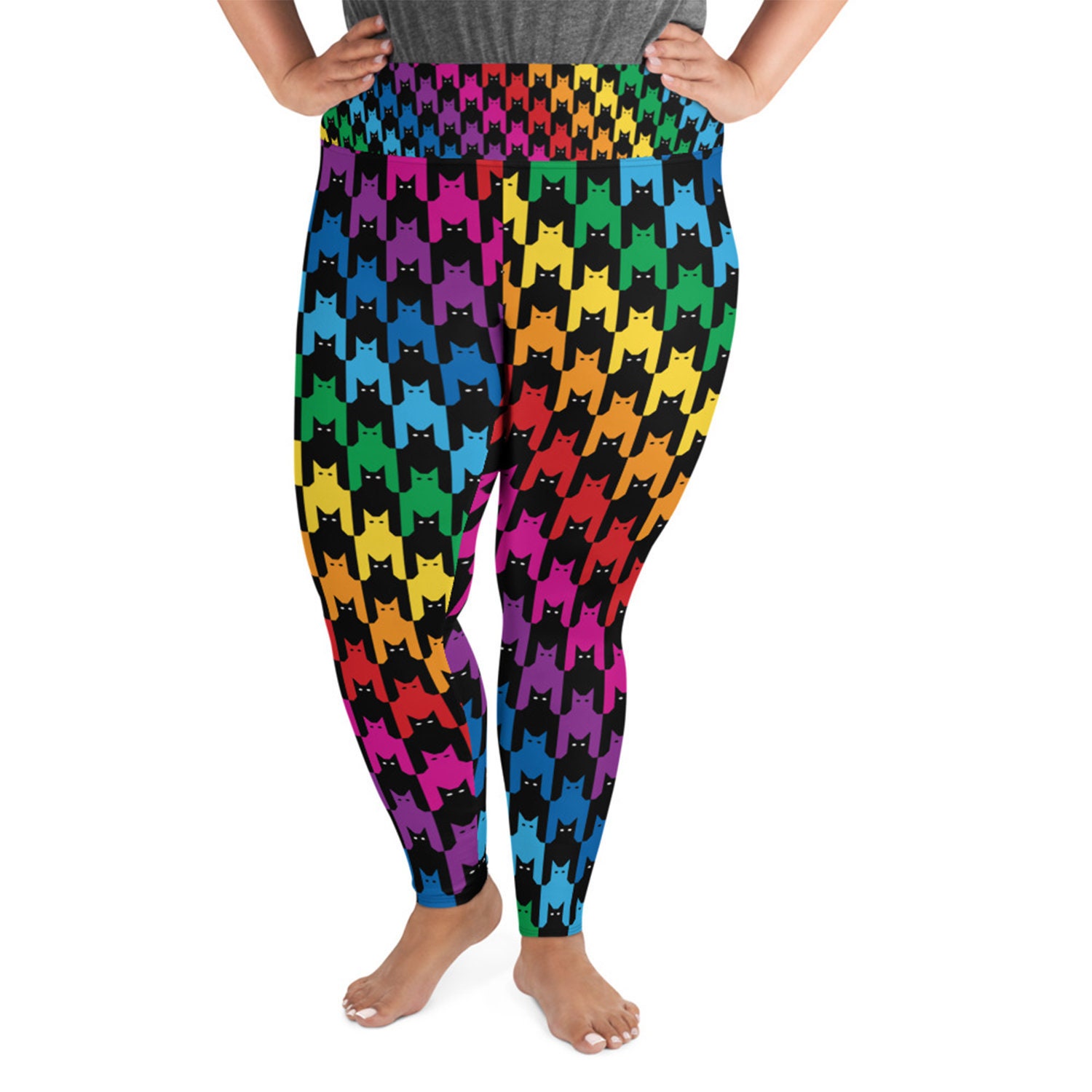 Rainbow Cats Houndstooth Plus Size 