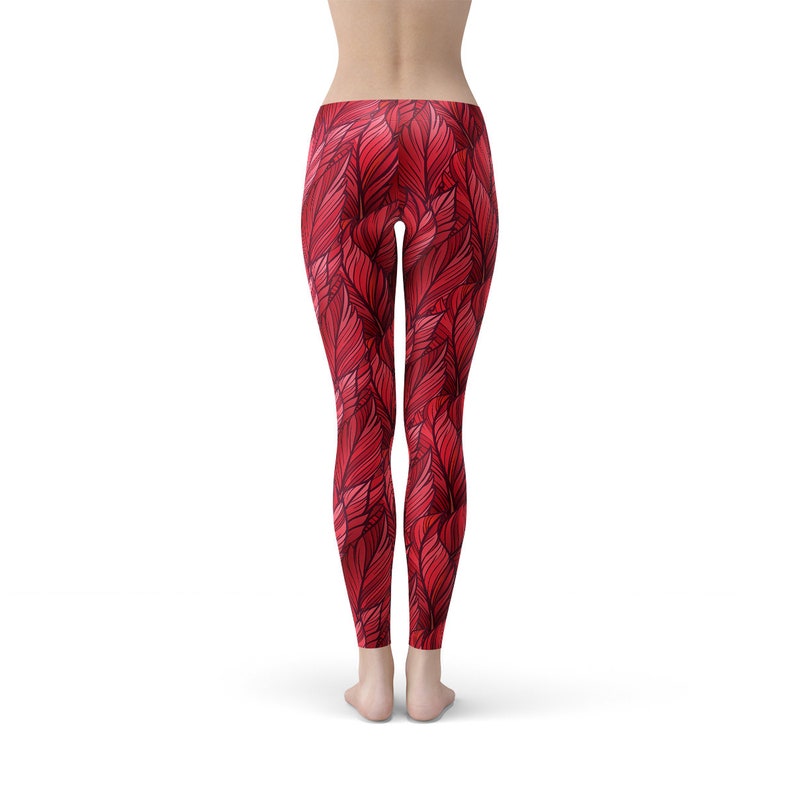 Red Leaf Leggings Fall Leaves Leggings Fall Colored Etsy