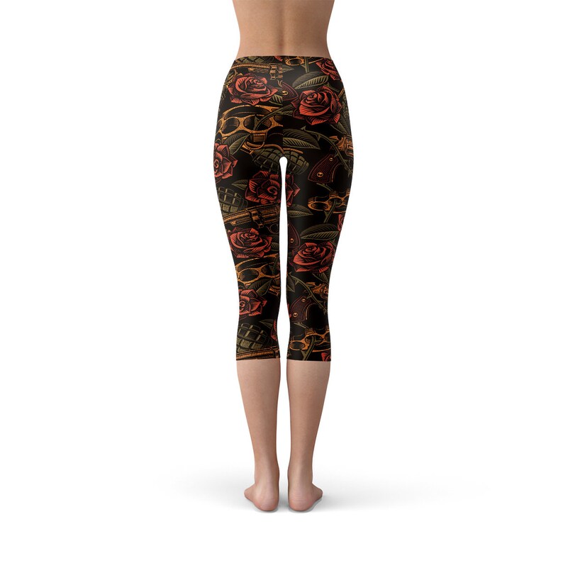 Guns Grenades Roses Capri Leggings Badass Workout Pants Etsy