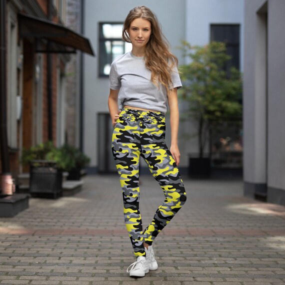 Buy Yellow Camouflage Yoga Leggings for Women High Waisted Full Length Camo Pattern Print Workout Pants Perfect for Running Crossfit and Gym Online in India Etsy