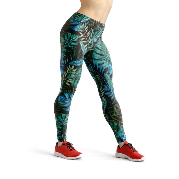 Hibiscus Floral Plus Leggings for Women Tropical Hawaii Print High Waisted  Yoga Pants