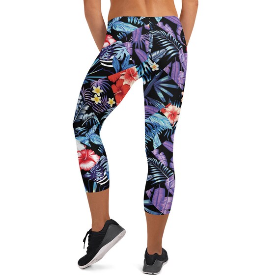 Black floral workout leggings online