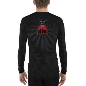 Mens Rash Guard - Japanese Samurai Mask With Carbon Fiber Long Sleeve ...