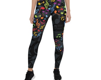 Music Notes Print Leggings – Squat Proof Yoga Pants