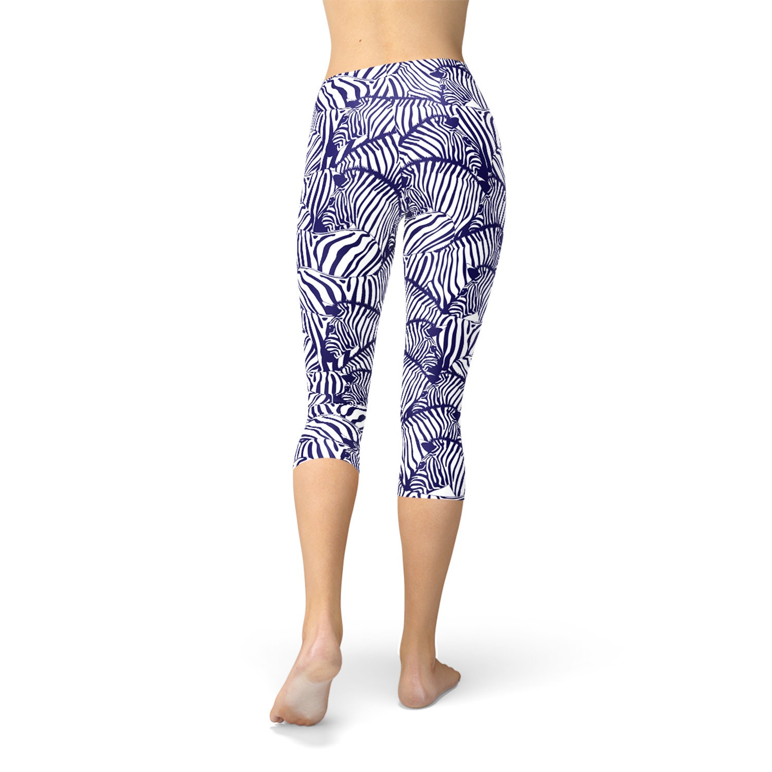 Zebra Capri Leggings for Women Womens 