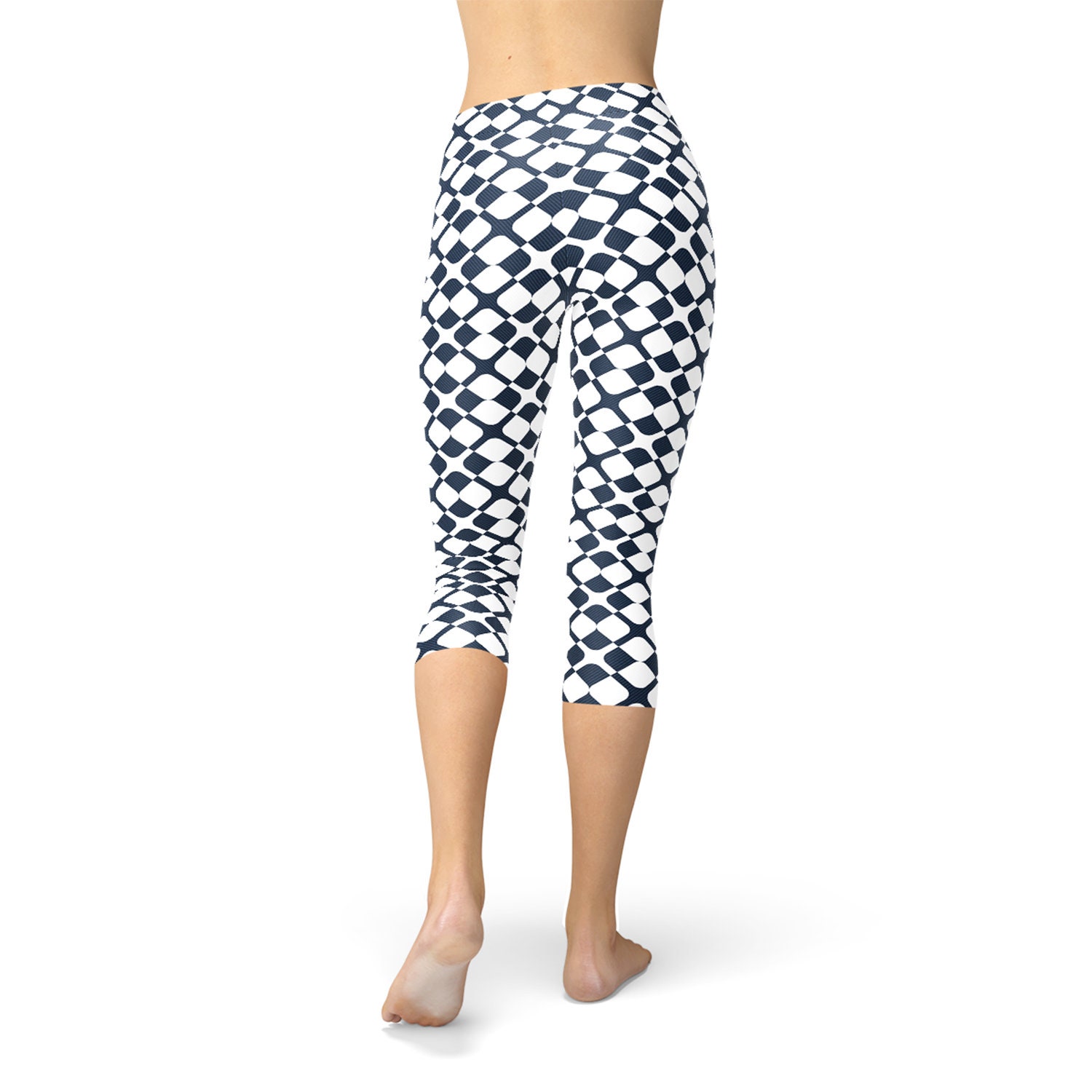 Womens Geometric Capri Leggings White Capri Pants With - Etsy