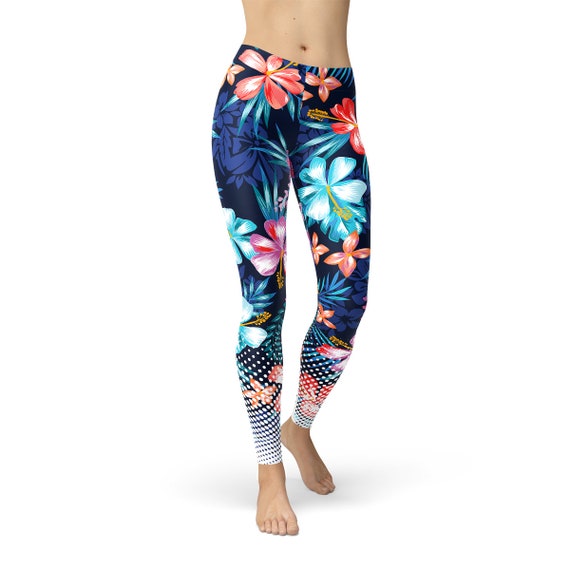 Hawaii Surf Leggings Hawaiian Hibiscus Leggings Hawaiian Etsy