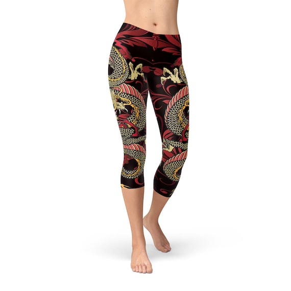 Chinese Dragon Print Capris for Women Dragon Capri Leggings With Dragon  Tattoo Design, Capri Pants for Chinese New Year or Workout Pants -   Canada