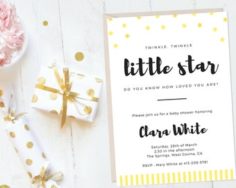 Star Printable Baby Shower Invitation, Gender Neutral Baby Shower, Twinkle Twinkle Little Star Baby Shower Invitation Twinkle Twinkle Shower