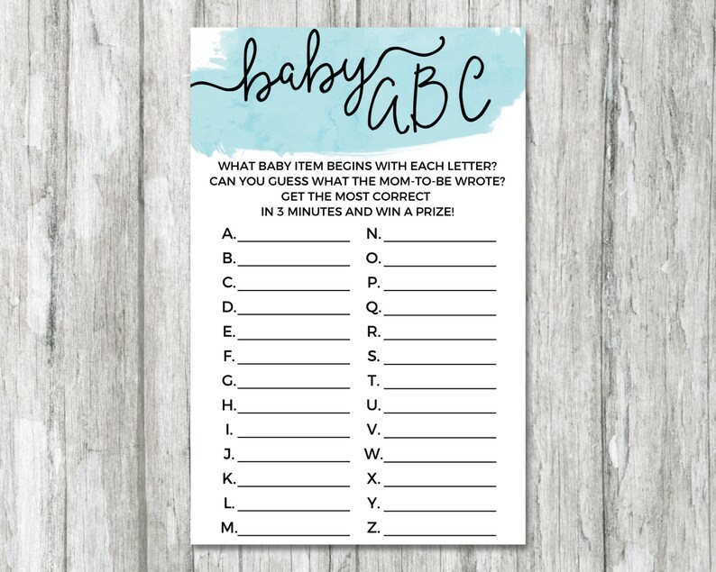 Blue Baby Abc Game What Baby Item Starts With This Letter Etsy