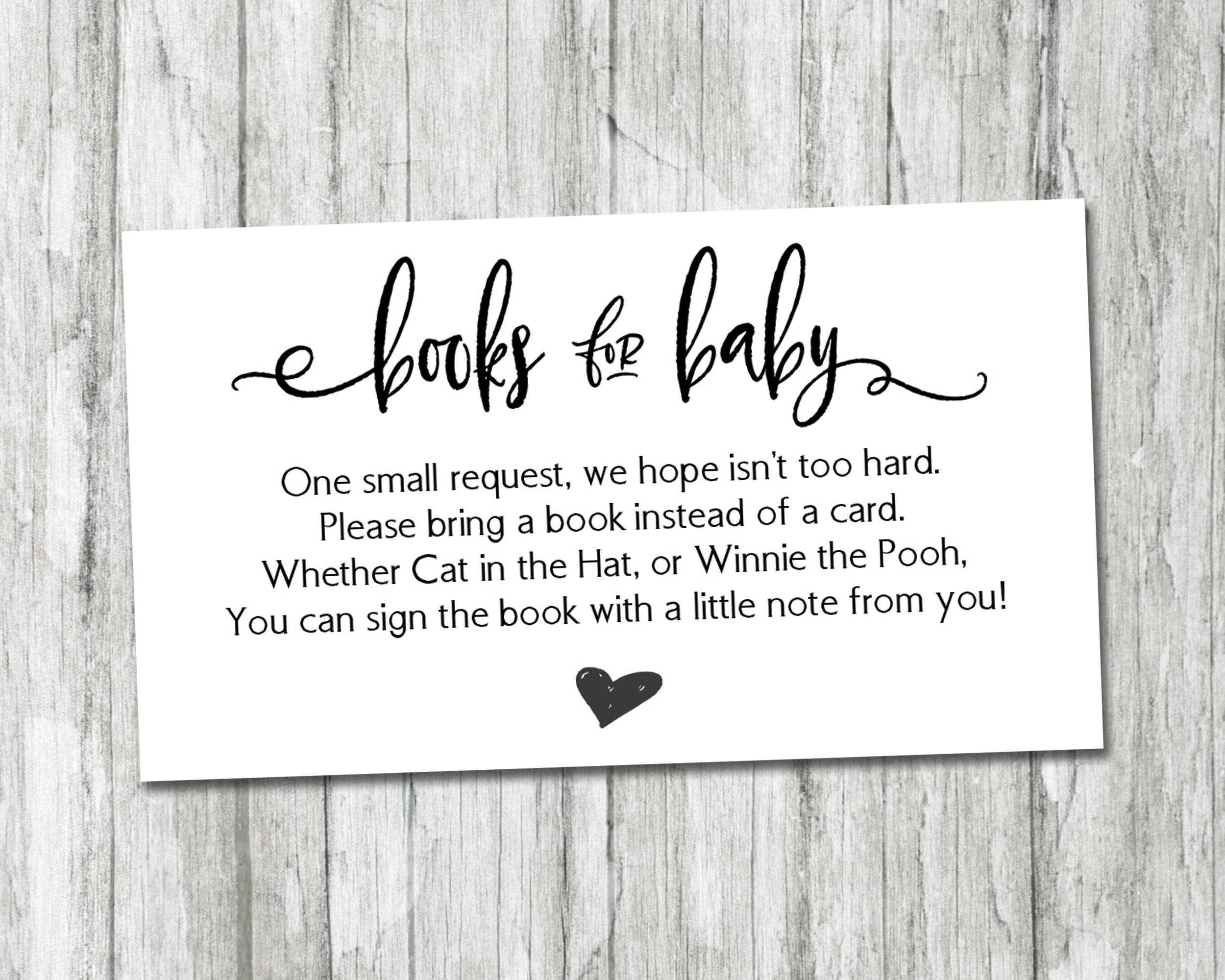Black and White Books for Baby Card Printable Book Request Etsy