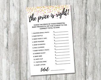 The Price is Right Baby Shower Game, Pink Baby Shower Games, Girl Baby Shower Activities, Pink and Gold Baby Shower, Instant Download