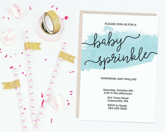 printable baby sprinkle invitation boy baby shower etsy