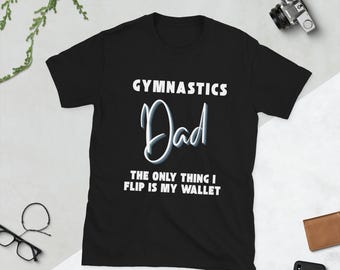 Camiseta de papá gimnasta, divertida camiseta con billetera plegable, ropa deportiva para padres