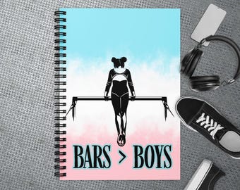 Cuaderno de gimnasta / Barras antes de los chicos, edición algodón de azúcar, diario de práctica en espiral