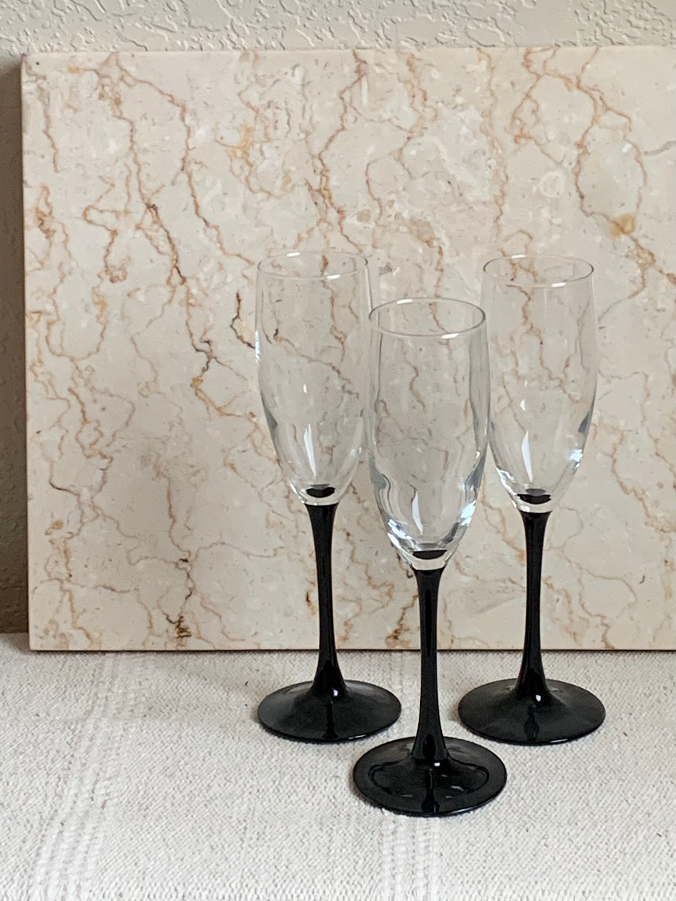 Set of 3 Vintage Luminarc Champagne Flutes Etsy