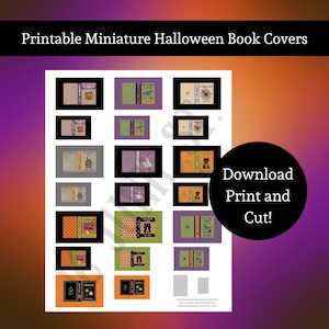 Printable Miniature Halloween Book Covers / Dollhouse Accessories / Dollhouse Halloween Decor / Miniature Paper Books / Printable Book Cover