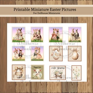 Druckbare Miniatur Osterbilder / Puppenhaus Accessoires / Puppenhaus Ostern Dekor / Miniatur Bilder / Druckbare Bilder / Papier