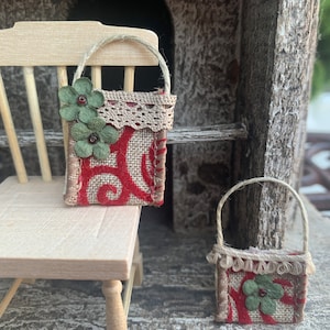 Miniature Handbags / Mini Tote Bag /Miniature Dollhouse Bags / Dollhouse Purses / Mini Accessories / Dollhouse Collectibles / Room Boxes