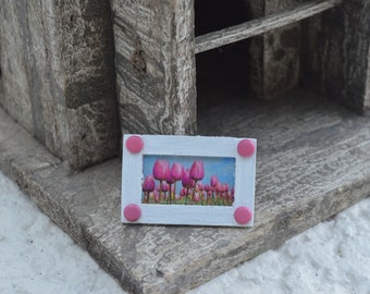 Wooden Miniature Picture Frame / Dollhouse Wooden Picture Frame / Miniature Picture Frame / Dollhouse Accessories / Miniature Tulip Picture