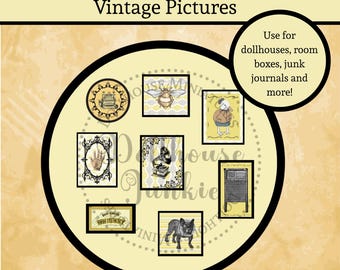 Printable Miniature Vintage Pictures for Dollhouse (Digital Download)