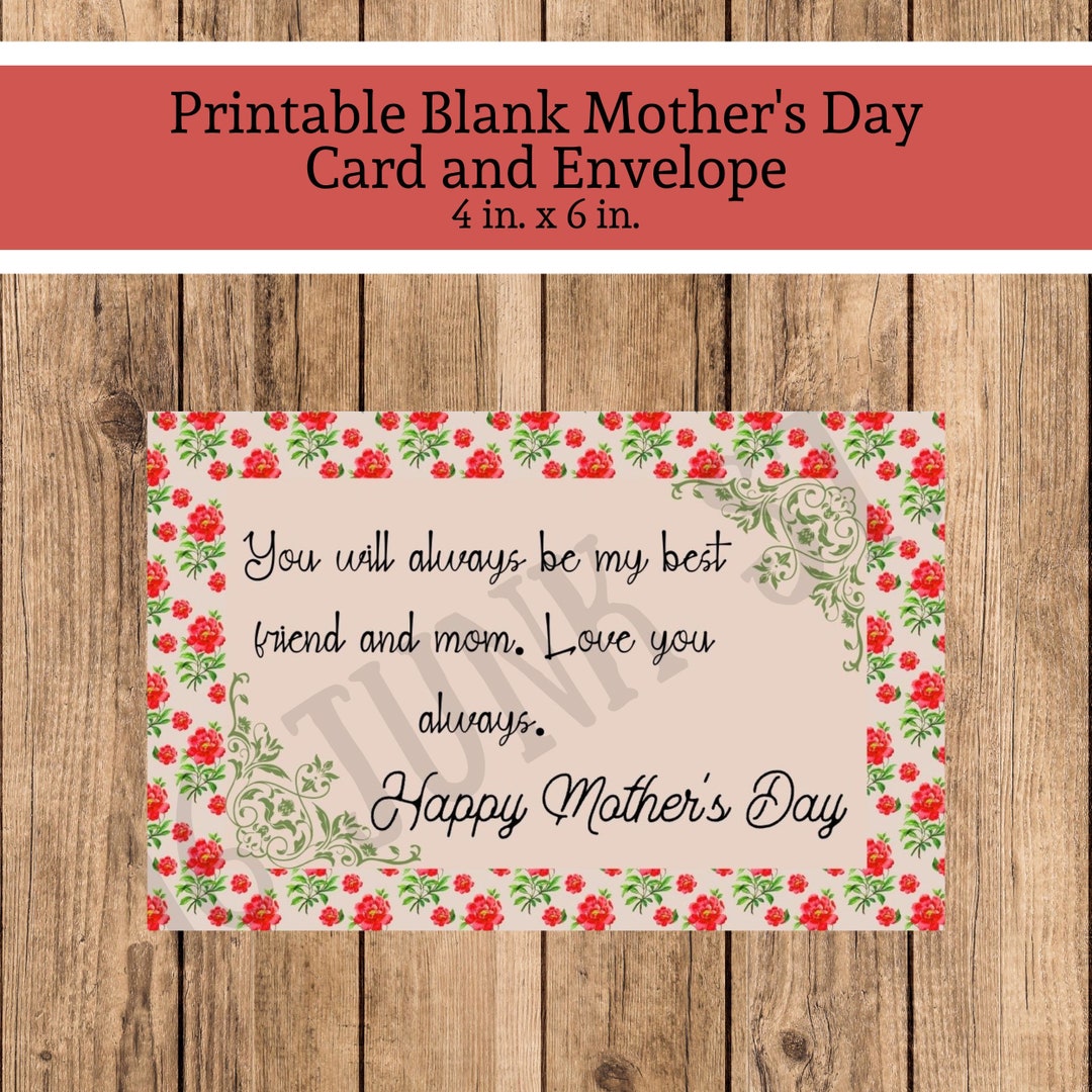 Printable Blank Mother's Day Card / Greeting Cards / Printable Cards ...