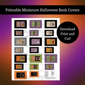 Printable Miniature Halloween Book Covers / Dollhouse Accessories / Dollhouse Halloween Decor / Miniature Paper Books / Printable Book Cover
