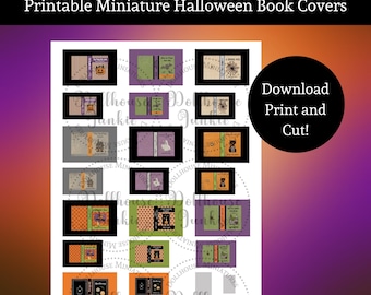 Printable Miniature Halloween Book Covers, Dollhouse Accessory (Digital Download)