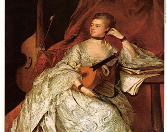 Thomas Gainsborough: “Mrs. Philip Thicknesse" Extremely Rare Vintage Bookplate Print, Painting Circa 1760. Gainsborough Art; Romanticism Art