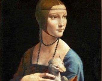 Leonardo da Vinci: “Lady With An Ermine", Very Rare Original Vintage Bookplate Print, Painting Circa 1485