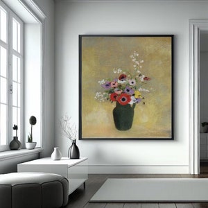 Giclée Fine Art Print; &quot;Large Green Vase With Mixed Flowers&quot; By Odilon Redon; Fine Art Print; Giclée Print; Odilon Redon Art; Symbolism