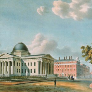 John Caspar Wild: &quot;St. Louis Court House&quot;, Extremely Rare Bookplate Print, Lithograph Circa 1840; Realism Art Print; Realism Art