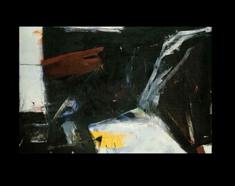 Franz Kline: "C & O", Extremely Rare Original Bookplate Print, Painting Circa 1958.  Matboard Mounted. Abstract Art; Abstract Art Print