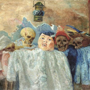 James Ensor: “Pierrot And Skeletons” Extremely Rare Vintage Bookplate Print. Painting Circa 1907. Symbolism Art; Symbolism Art Print