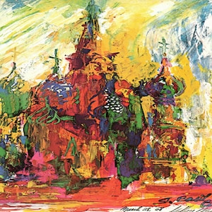 LeRoy Neiman: “St. Basil Cathedral, Moscow&quot;, Extremely Rare Vintage Full Page Bookplate Print, Painting Circa 1968. LeRoy Neiman Art