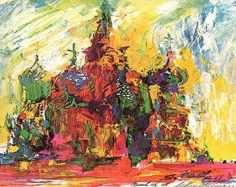 LeRoy Neiman: “St. Basil Cathedral, Moscow", Extremely Rare Vintage Full Page Bookplate Print, Painting Circa 1968. LeRoy Neiman Art