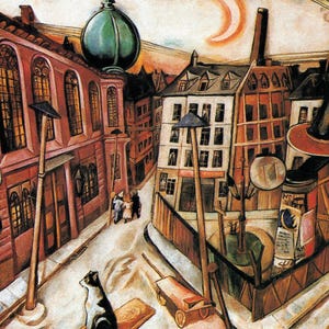 Max Beckmann: “Synagogue&quot;, Extremely Rare Vintage Bookplate Print, Painting Circa 1919. German Expressionism Art; Expressionism Art Print
