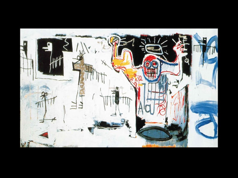 Jean-Michele B.: "Santo", Ex libris original extremadamente raro, pintura circa 1982. Paspartú. Basquiat Art imagen 1