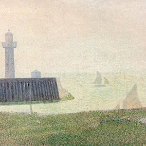 Georges Seurat: “End Of The Pier&quot;, Extremely Rare Vintage Bookplate Print, Painting Circa 1886. Impressionist; Impressionism; Seascapes