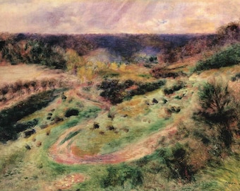 Pierre-Auguste Renoir: “Road At Wargemont", Extremely Rare Original Bookplate Print, Painting Circa 1879. Impressionist Art; Renoir Print