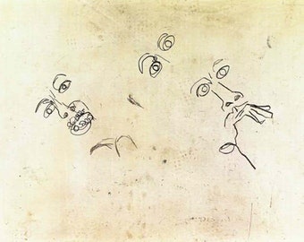 Jean-Michel B.: “Tree Version", Extremely Rare Original Bookplate Print, Painting Circa 1982-83. Modern Art; Basquiat Art