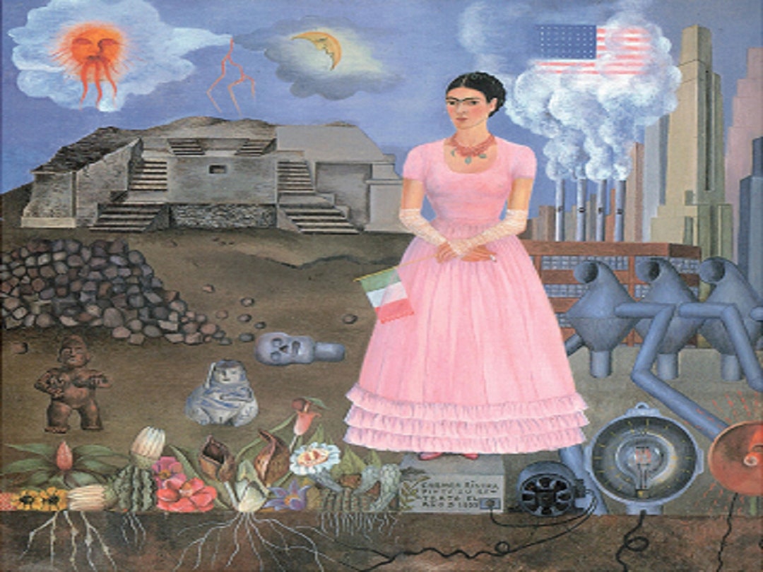 Frida Kahlo selfportrait on the Border Line Between Mexico and the United States, Extremely
