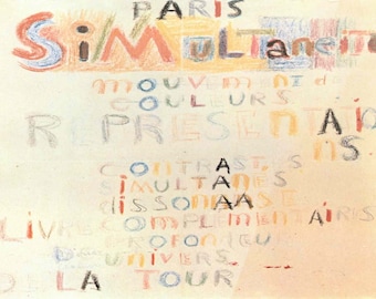 Robert Delaunay: “Paris Simultaneite", Extremely Rare Vintage Bookplate Print, Painting Circa 1914. Abstract Art Print; Modern Art Print